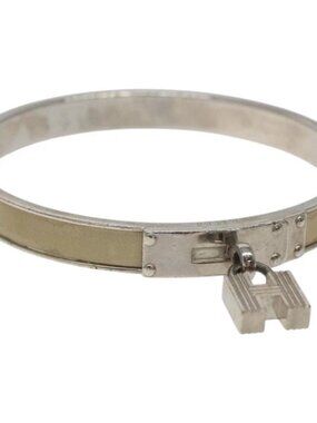 HERMES Bracelet Metal Beige Silver Auth bs24610